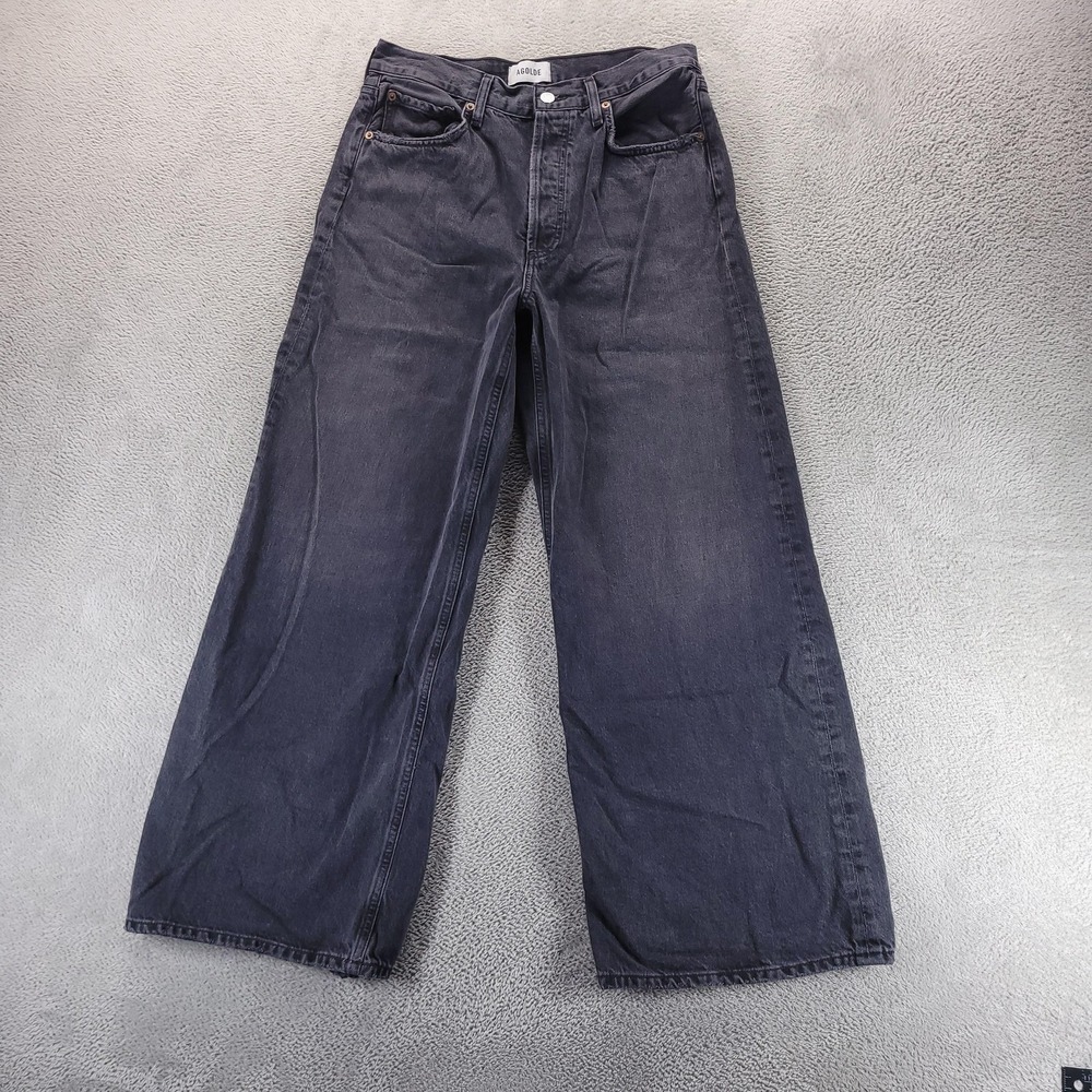 AGOLDE Jeans Womens 28P Gray Dame Mid Rise Wide Leg Charcoal A287-1157 Petite